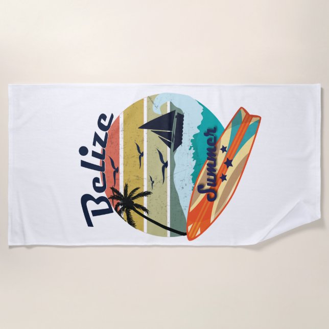 Serviette De Plage Rétros vacances d'été vintages de cadeau de Belize (Devant)