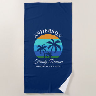 Serviette De Plage Reunion Famille Summer Beach Palm Trees Bleu