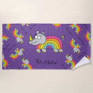 Serviette De Plage Rhino Rainbow Funny Kids