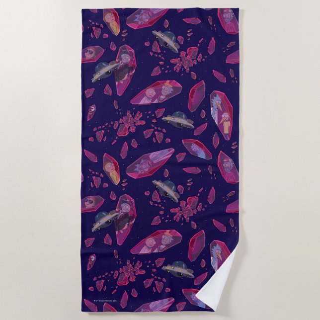 Serviette De Plage Rick et Morty Motif de temps de cristal (Devant)