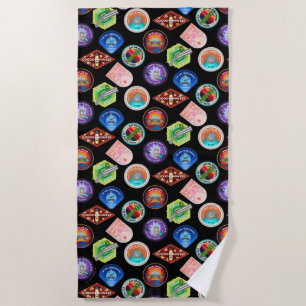 Serviette De Plage RICK ET MORTY™   Motif des patchs d'espace externe