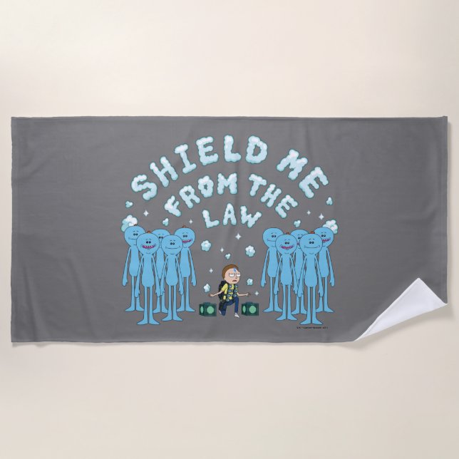 Serviette De Plage RICK ET MORTY™ | Protégez-Moi De La Loi (Devant)