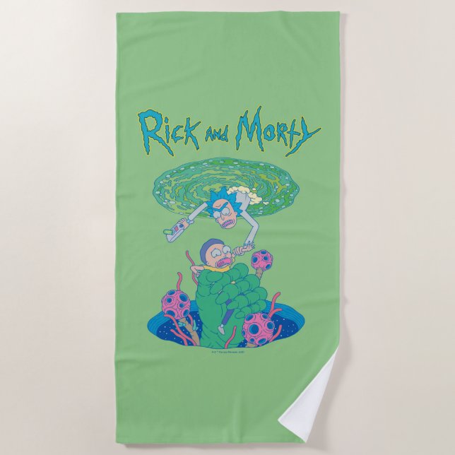 Serviette De Plage RICK ET MORTY™ | Secourt du portail (Devant)