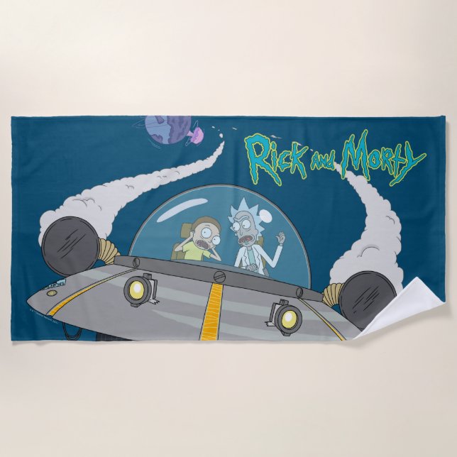 Serviette De Plage RICK ET MORTY™ | Vol En Navire Spatial (Devant)