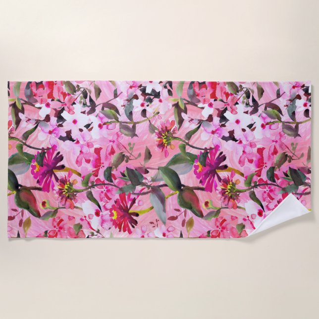 Serviette De Plage Rideau de douche à fleurs esthétique (Devant)