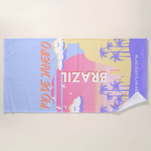Serviette De Plage Rio de Janeiro Brésil Travel Art Blue Poster