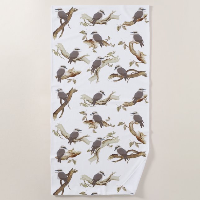 Serviette De Plage Rire Kookaburra Eucalyptus d'oiseaux australiens (Devant)