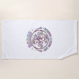 Serviette De Plage Rodéo de licorne mais rendez-le magique drôle cade