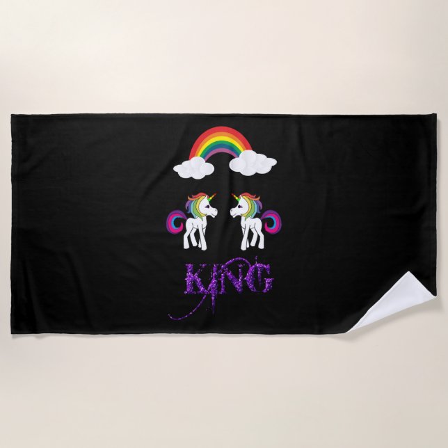 Serviette De Plage Roi Licorne (Devant)