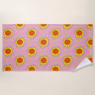 Serviette de plage rose "Bright Sun"