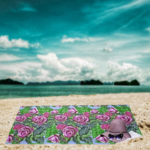 Serviette de plage Rose Bush rose lavande