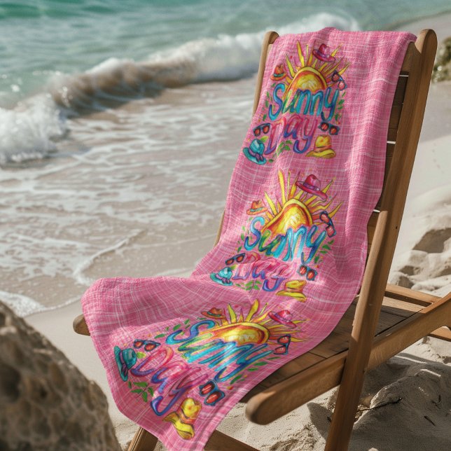 Serviette De Plage Rose du jour ensoleillé (Créateur téléchargé)