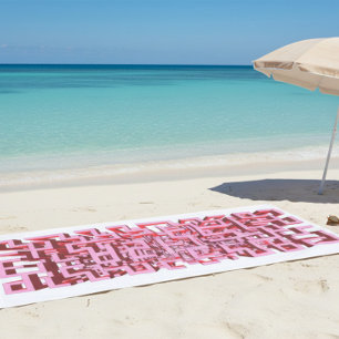 Serviette de plage rose en labyrinthe 3D moderne