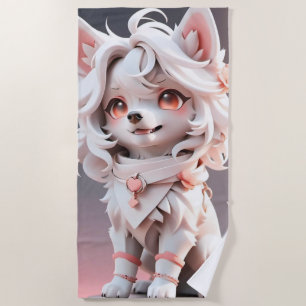 Serviette De Plage Rosé Et Blanc Fluffé