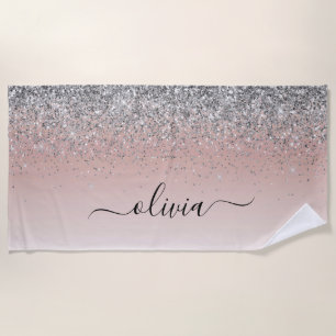 Serviette De Plage Rose Gold - Blush Pink Silver Parties scintillant 