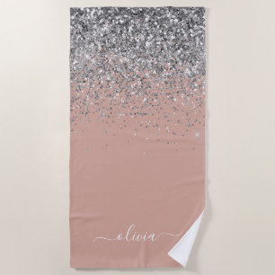 Serviette De Plage Rose Gold Blush rose Parties scintillant argent Mo