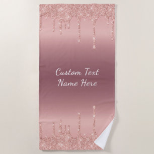 Serviette de plage rose Gold Parties scintillant a