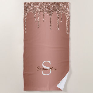 Serviette De Plage Rose Gold Parties scintillant Drives Sparkle Monog