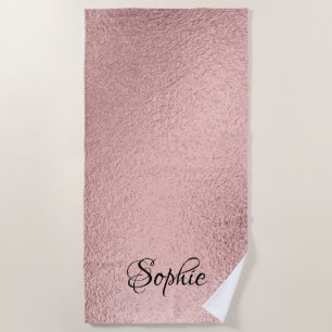 Serviette De Plage Rose Gold Parties scintillant Girl Parkle rose Nom