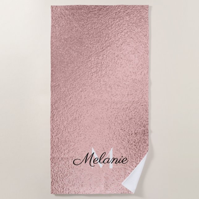 Serviette De Plage Rose Gold Parties scintillant Girly Sparkle Pink N (Devant)