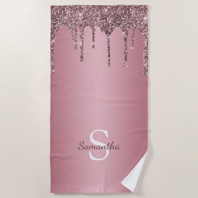 Serviette De Plage Rose Gold Rose Parties scintillant Drives Sparkle  (Devant)