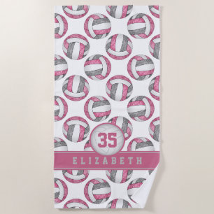 Serviette De Plage rose gris blanc sportif filles volley-ball sur mes