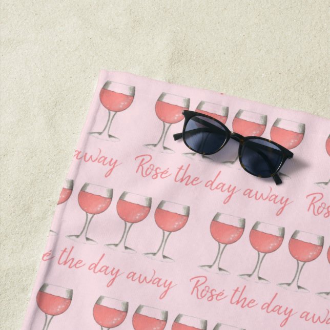 Serviette De Plage Rosé Le Jour D'Ailleurs Vin Rose Verre (En situation)