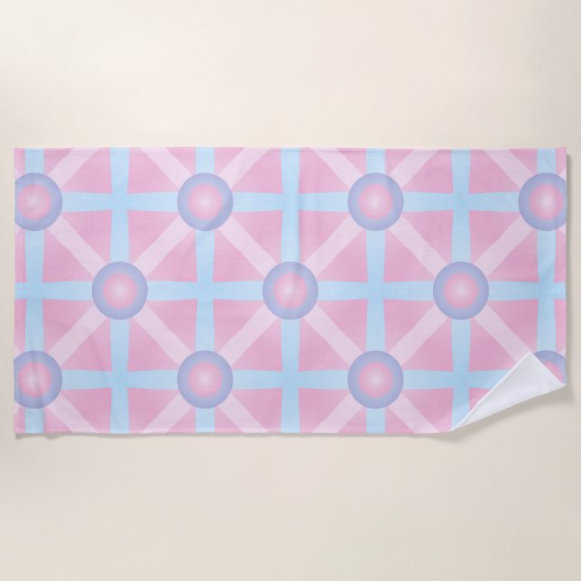 Serviette De Plage Rose mignon, violet et bleu clair Motif (Devant)