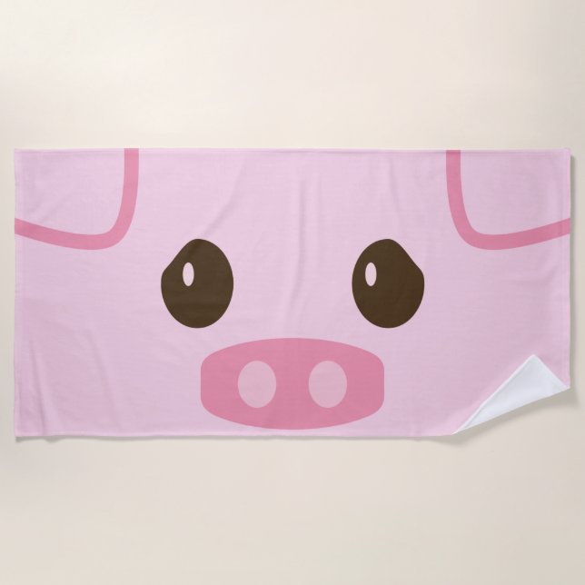 Serviette De Plage Rose Piggy Face (Devant)