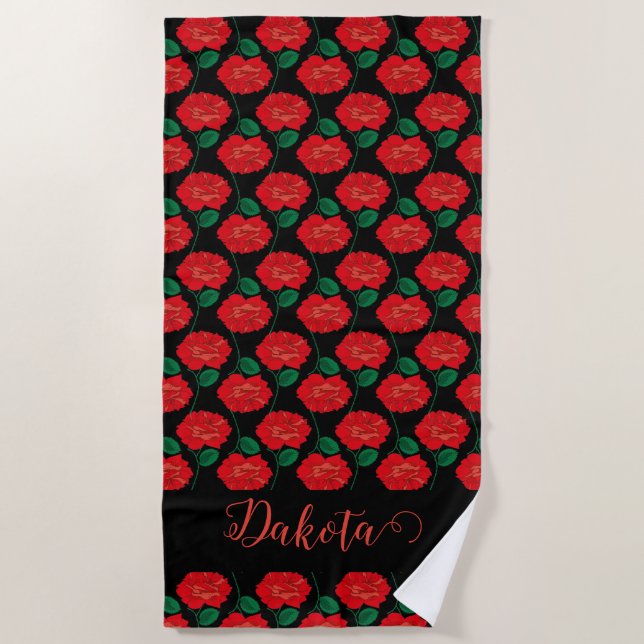 Serviette De Plage Rose rouge (Devant)