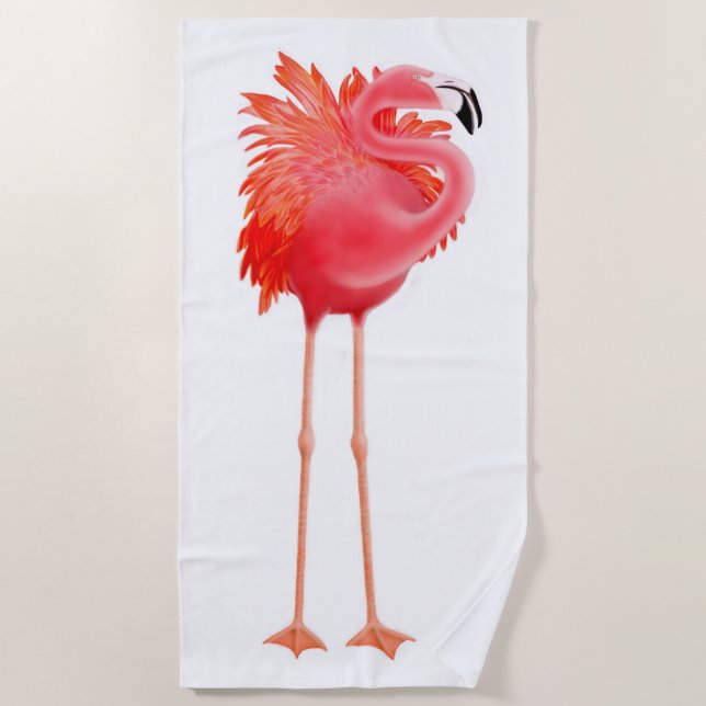 Serviette de plage rose tropicale de Flamant rose (Devant)