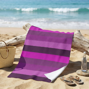 Serviette De Plage Rose vibrant et violet chic moderne rayé