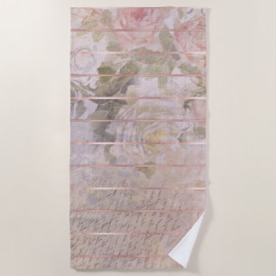 Serviette De Plage Rose vintage Ephemera Aquarelle florale