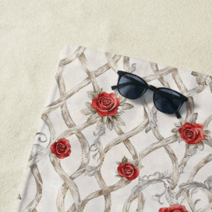 Serviette De Plage Roses rouges en bois faux amour floral