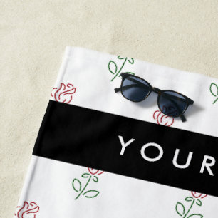 Serviette De Plage Roses Rouges, Motif De Roses, Votre Nom