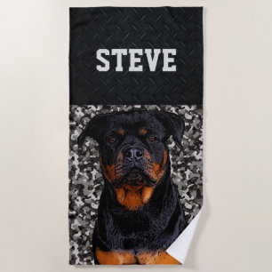 Serviette De Plage Rottweiler Chien Camion Nom animal Cool Chien robu