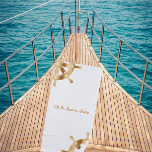 Serviette De Plage Roues de direction en or blanc nom du bateau