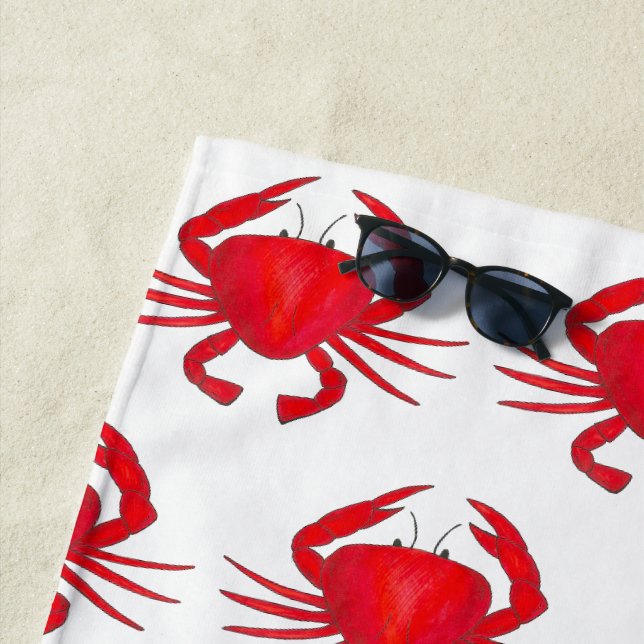 Serviette De Plage Rouge Baltimore Maryland Crabe Plage Océan (En situation)