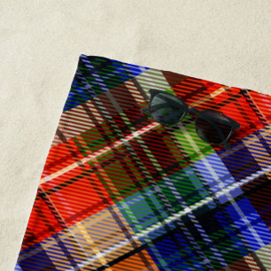 Serviette De Plage Rouge Bleu Vert Jaune Carreaux Tartan Design 
