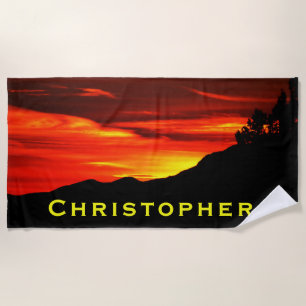 Serviette de plage rouge de terrasse de Kolob de