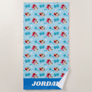 Serviette De Plage Rue Sésame   Motif Elmo & Tango