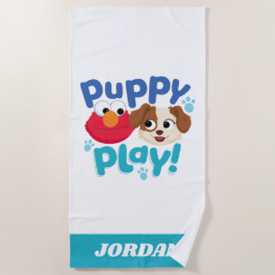 Serviette De Plage Rue Sésame   Puppy Play Elmo & Tango