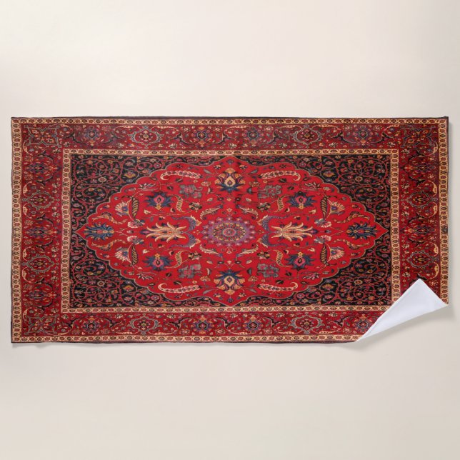 Serviette De Plage Rug perse rouge de Mashhad (Devant)