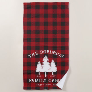 Serviette De Plage Rustic Country Family Cabine Tree Red Buffalo Plai