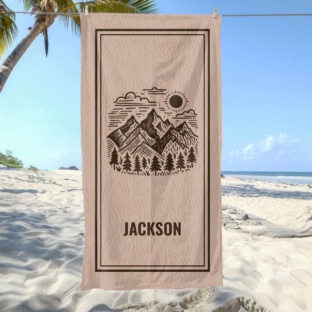 Serviette De Plage Rustic Modern Mountain Custom Beach Towel (Rustic Modern Mountains Custom Beach Towel)