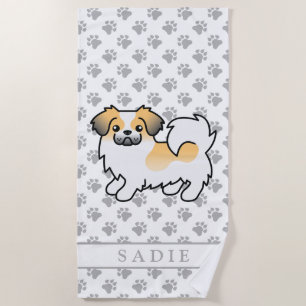 Serviette De Plage Sable Fawn Pocolore Chien Tibétain Espagnol & Nom