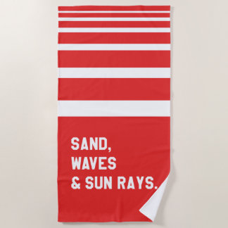 Serviette De Plage Sable, Vagues Et Rayons Solaires