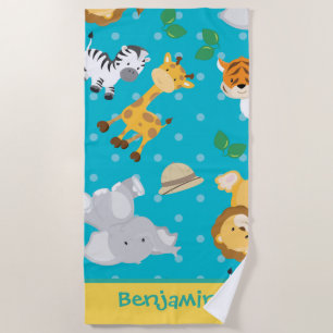 Serviette De Plage Safari Animaux mignons et mignons