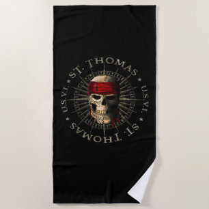 Serviette De Plage Saint Thomas USVI Pirate Skull