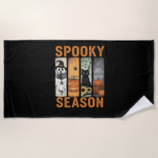 Serviette De Plage Saison éffrayante - Fantôme mignon, Chat noir, Cit